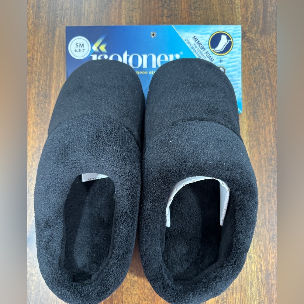 Isotoner Black Memory Foam Slippers